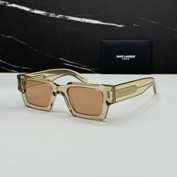 NEW SL 572 006 YELLOW BROWN SL572 006 SQUARE WOMEN SUNGLASSES SAINT LAURENT - Picture 4 of 11